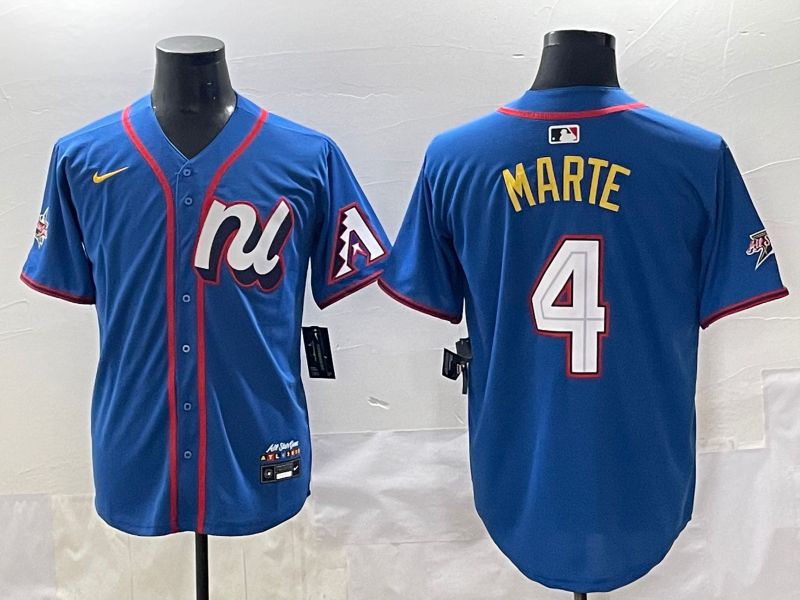 Men 2025 Arizona Diamondback #4 Marte Blue All star Blank Blue Nike MLB Jersey style 1->arizona diamondback->MLB Jersey